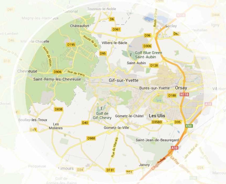 Carte de notre zone d'intervention, cliquez pour agrandir